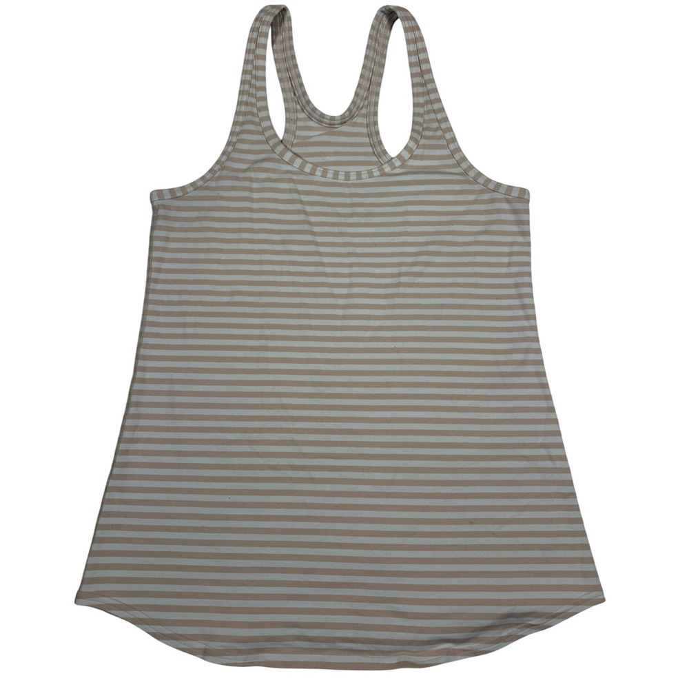 Lululemon Cool Racerback Tank Top Tan Beige Stripe Athletic‎ Workout Women